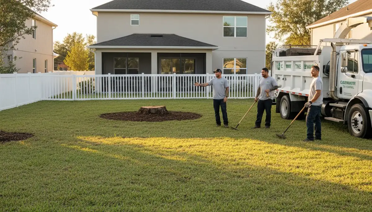 Tree removal cleanup and stump grinding results in Clearwater, FL showcasing professional yard restoration