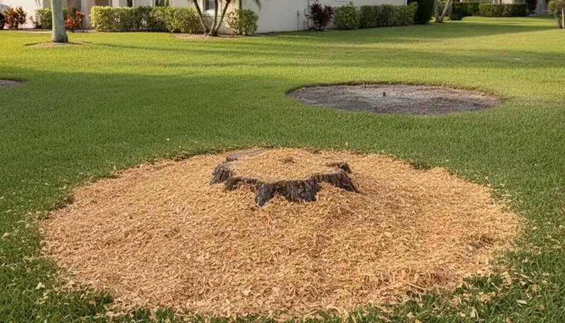 Finished stump grinding and site restoration by tree removal experts in Clearwater, FL