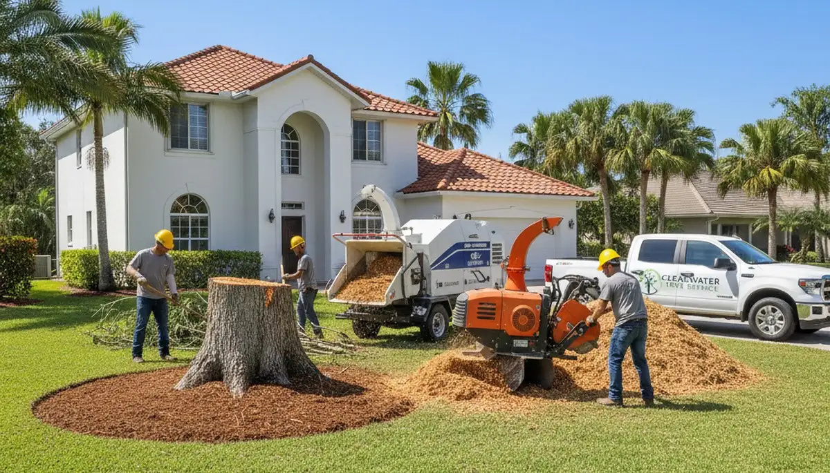 Clean Clearwater FL yard after professional tree removal, stump grinding, and full site cleanup