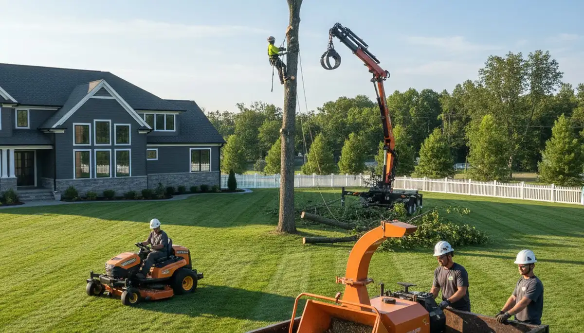 Professional lawn care and tree service team in Clearwater, FL maintaining healthy coastal lawns