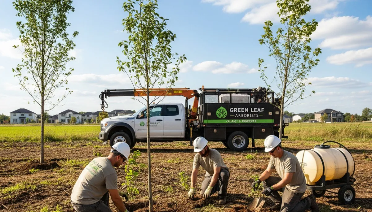 Arborists planting native trees for coastal landscaping in Clearwater, FL