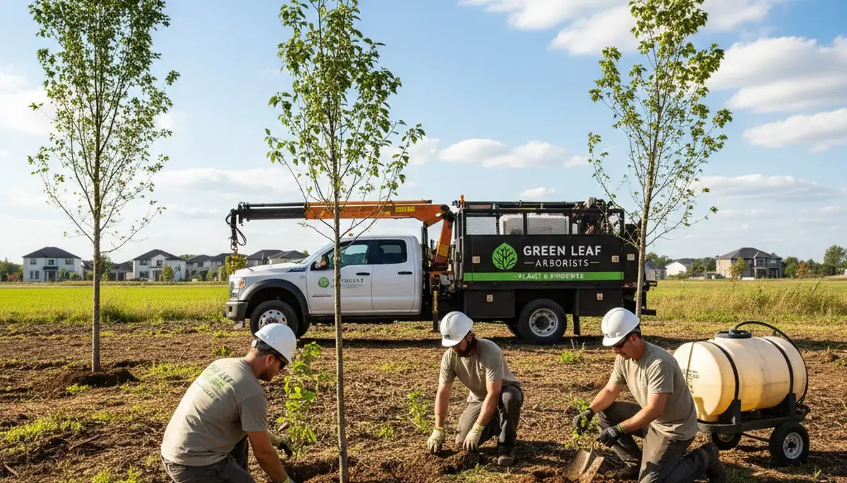 Arborists planting native trees for coastal landscaping in Clearwater, FL