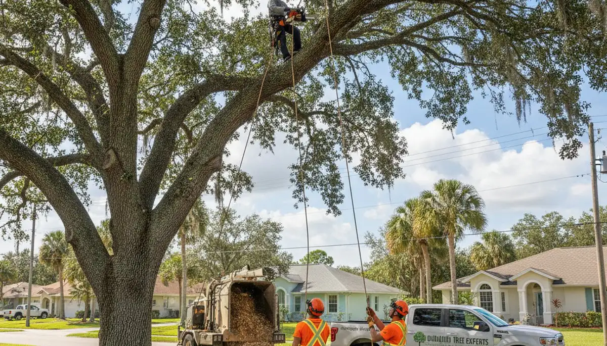 Professional tree removal service crew working safely in Clearwater, FL