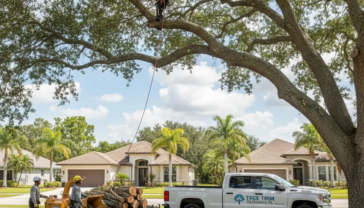 Professional tree removal service in Clearwater FL safely cutting and clearing large oak trees